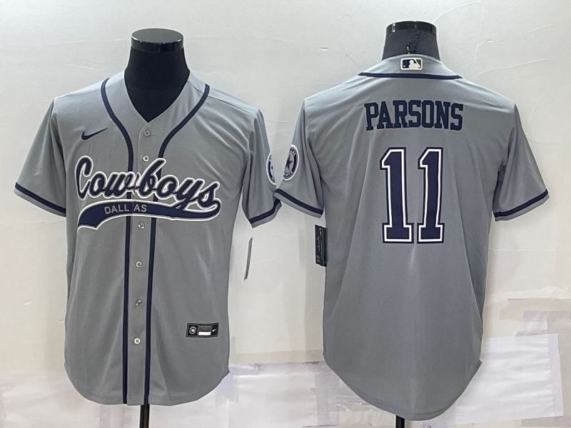 Men Dallas Cowboys #11 Parsons Grey Nike Co branded Jersey->philadelphia eagles->NFL Jersey